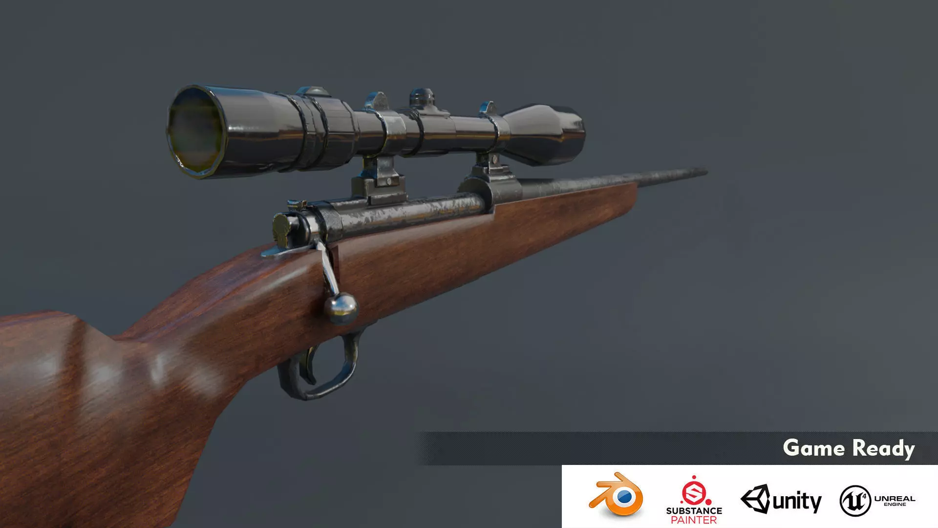 Winchester Model 70 Low-poly 3D model_0