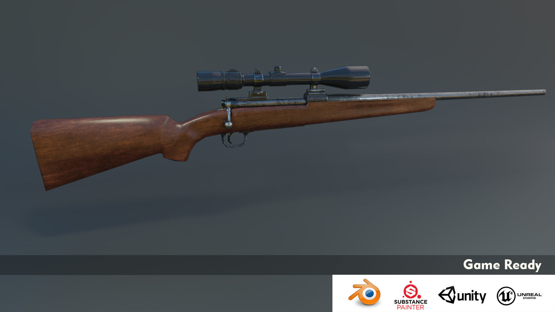 Winchester Model 70 Low-poly 3D model_2