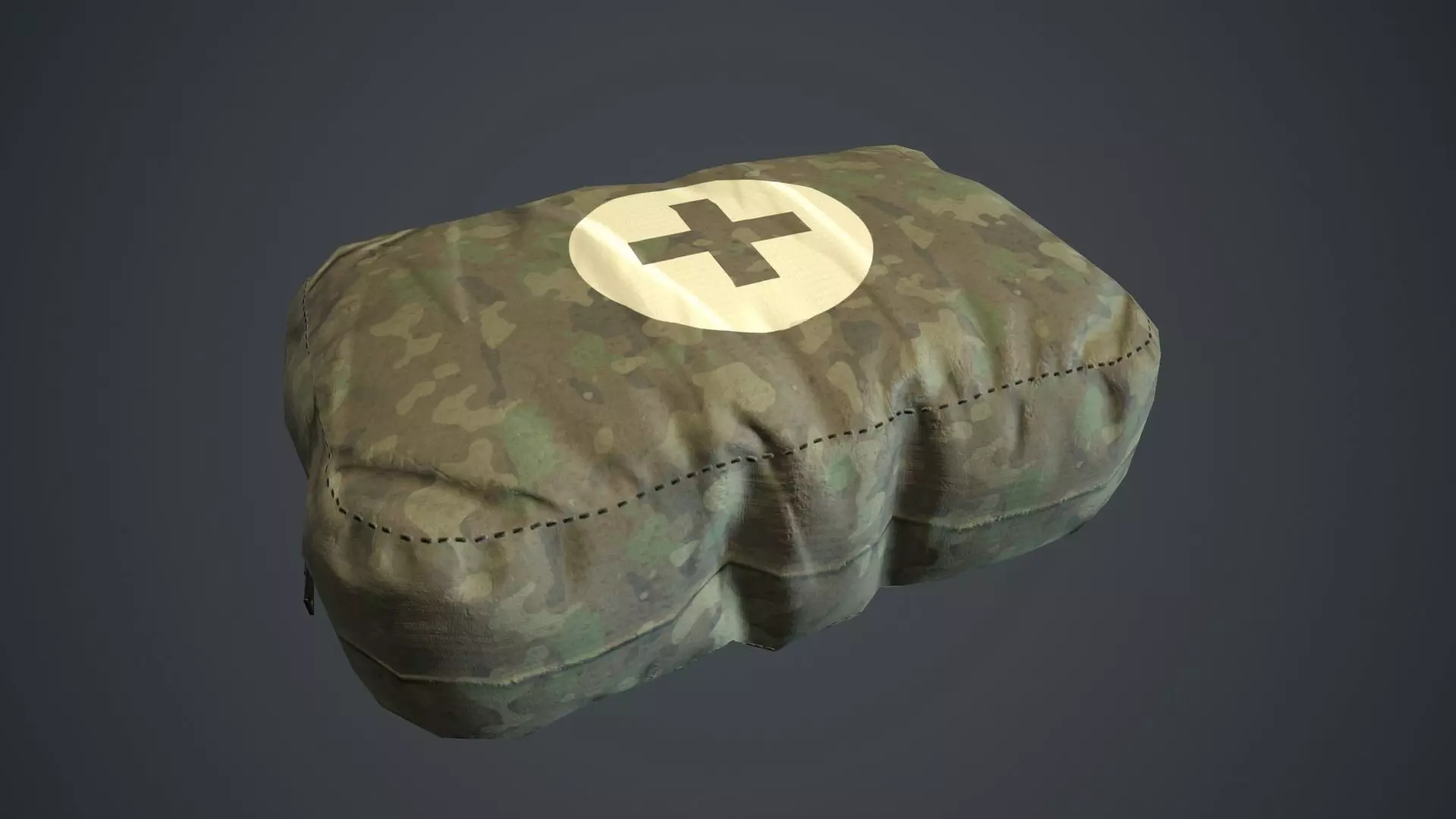 Camouflage First Aid Kit PBR Game Ready Low-poly 3D model_0