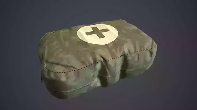 Camouflage First Aid Kit PBR Game Ready Low-poly 3D model