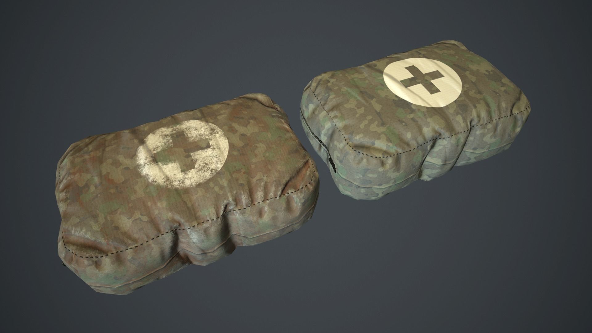 Camouflage First Aid Kit PBR Game Ready Low-poly 3D model_1