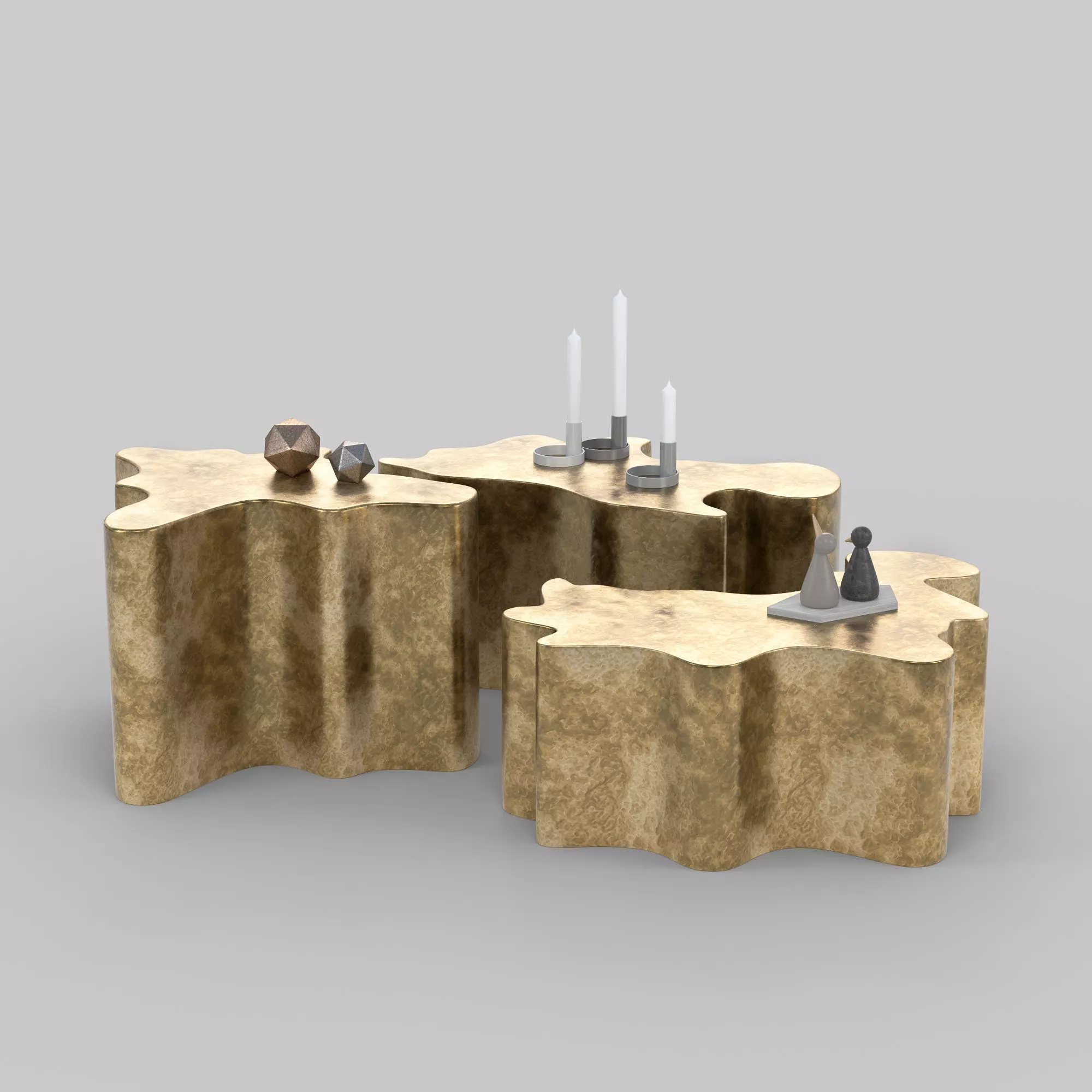 Gold Modern Coffee Table 3D model_0