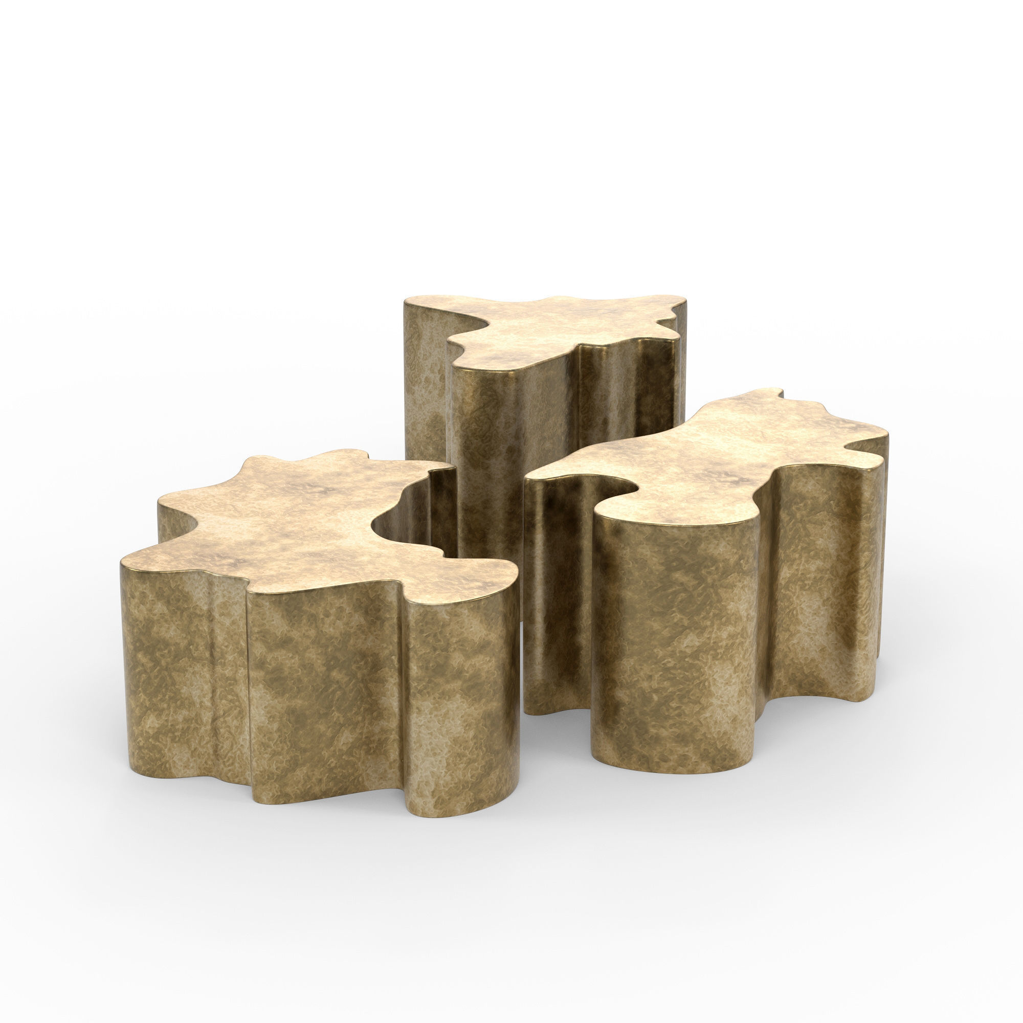 Gold Modern Coffee Table 3D model_2