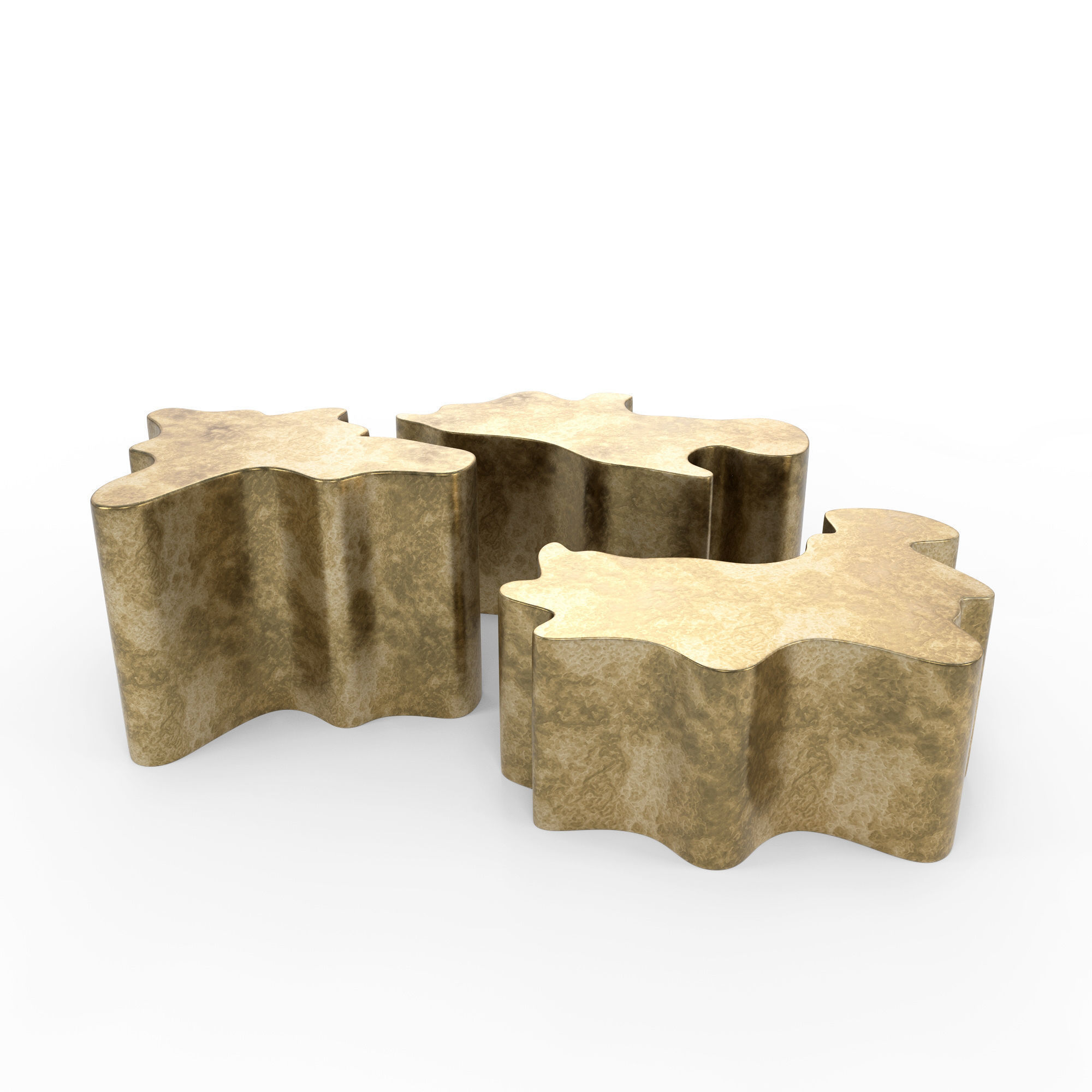 Gold Modern Coffee Table 3D model_1