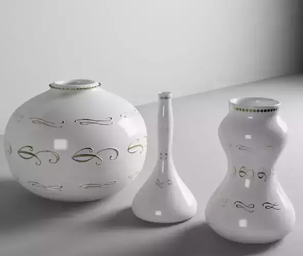 Vases three with gold accents 3D print model