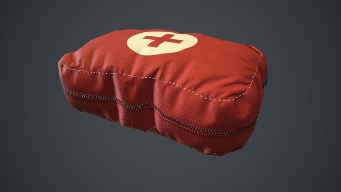Red First Aid Kit PBR Game Ready Low-poly 3D model