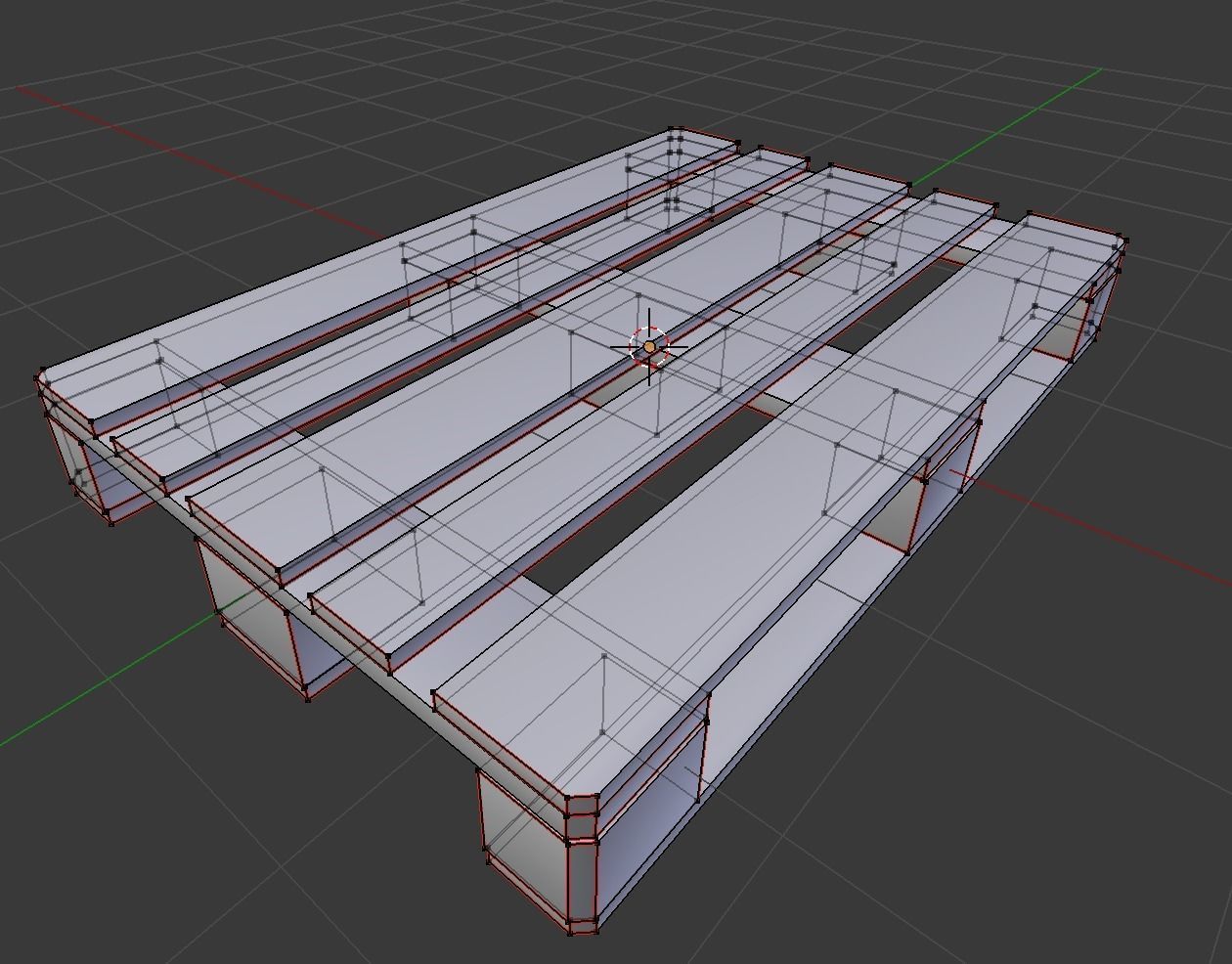 EuroPallet three wooden pallets stacked 3D model_1