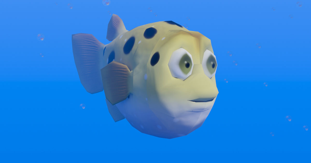 Puffer Fish Toon Low-poly 3D model_6
