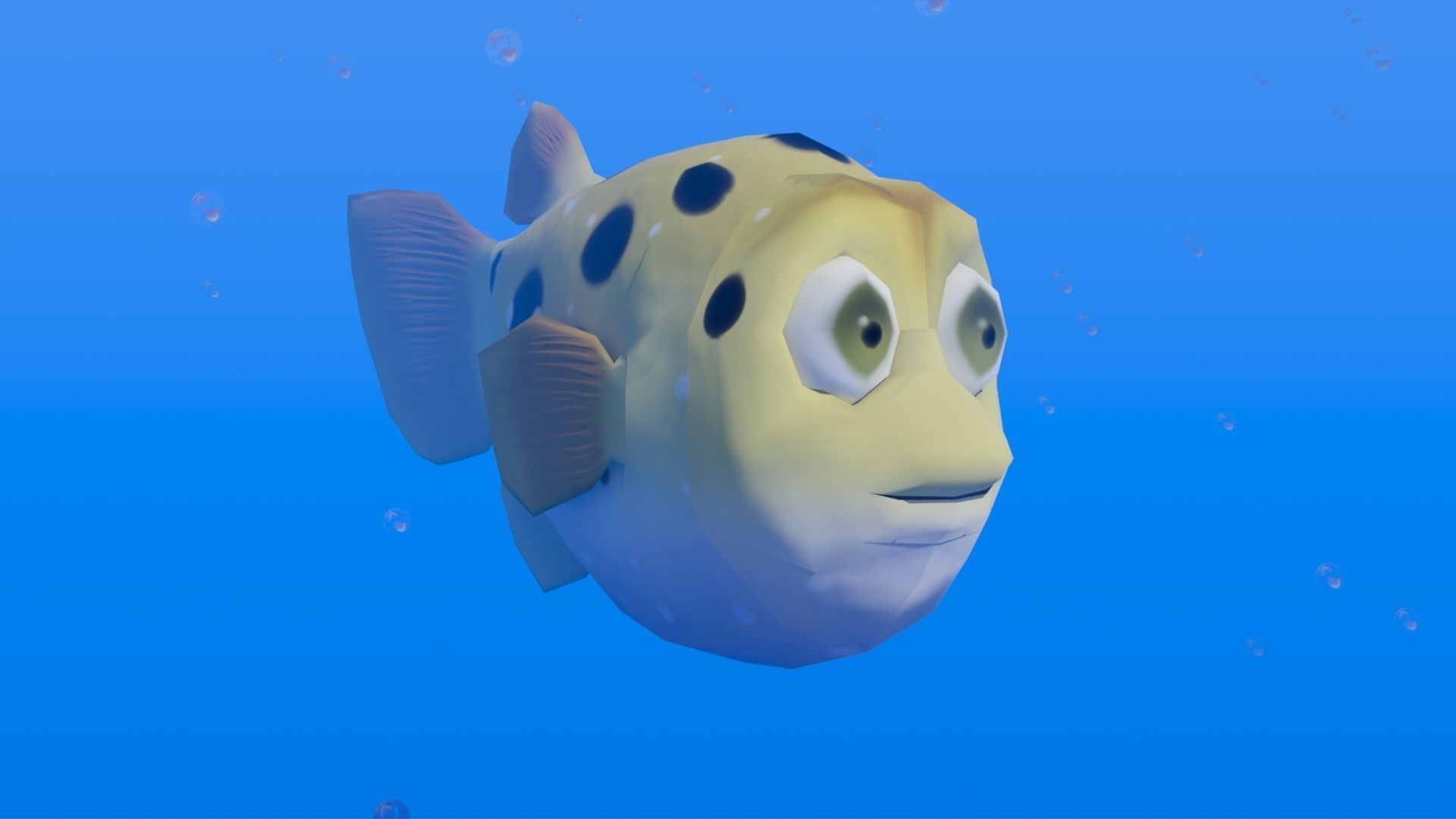 Puffer Fish Toon Low-poly 3D model_3