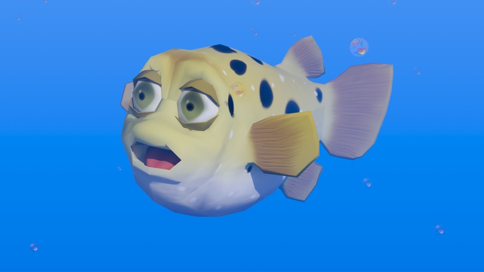 Puffer Fish Toon Low-poly 3D model_2