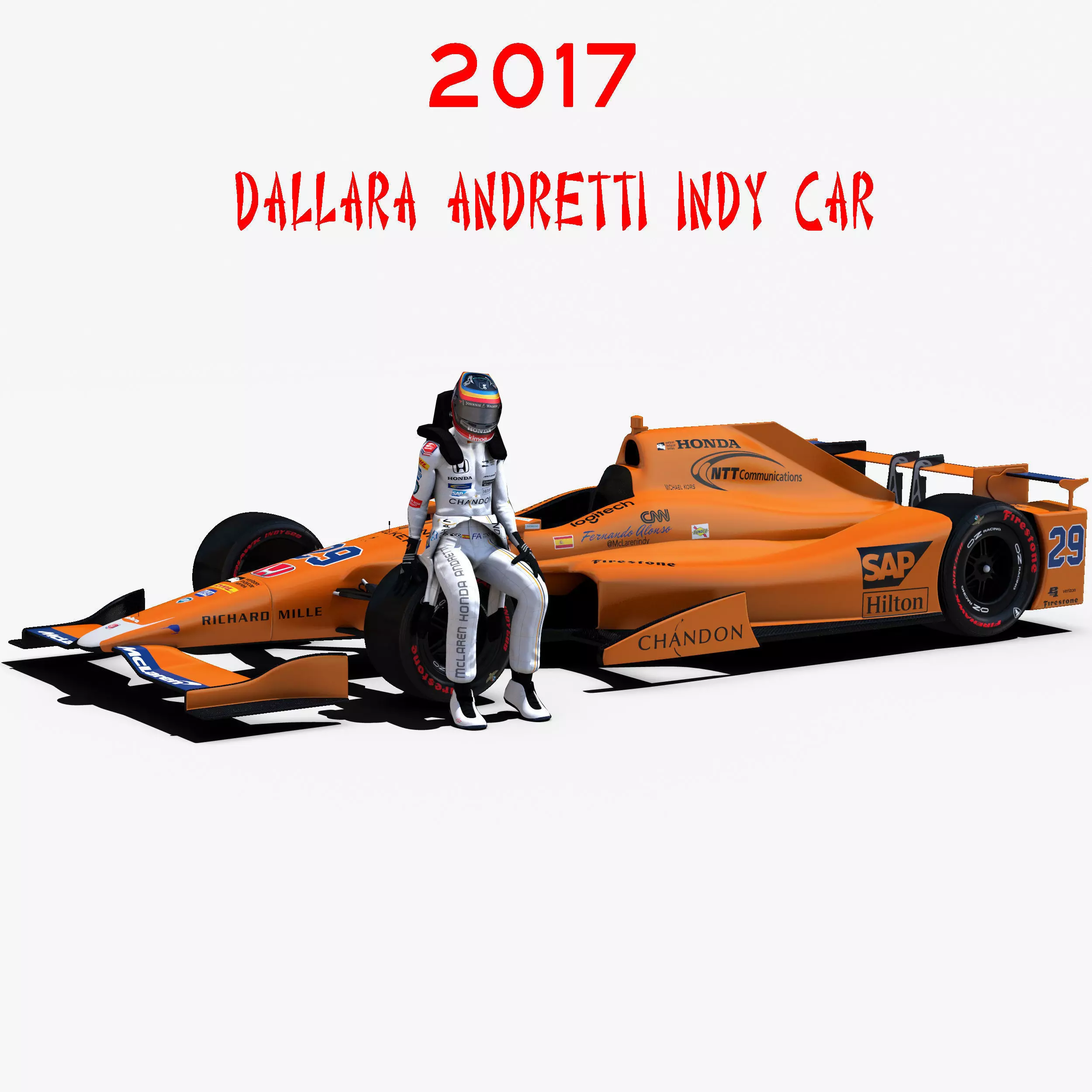 Andretti indy car 2017 Low-poly 3D model_0