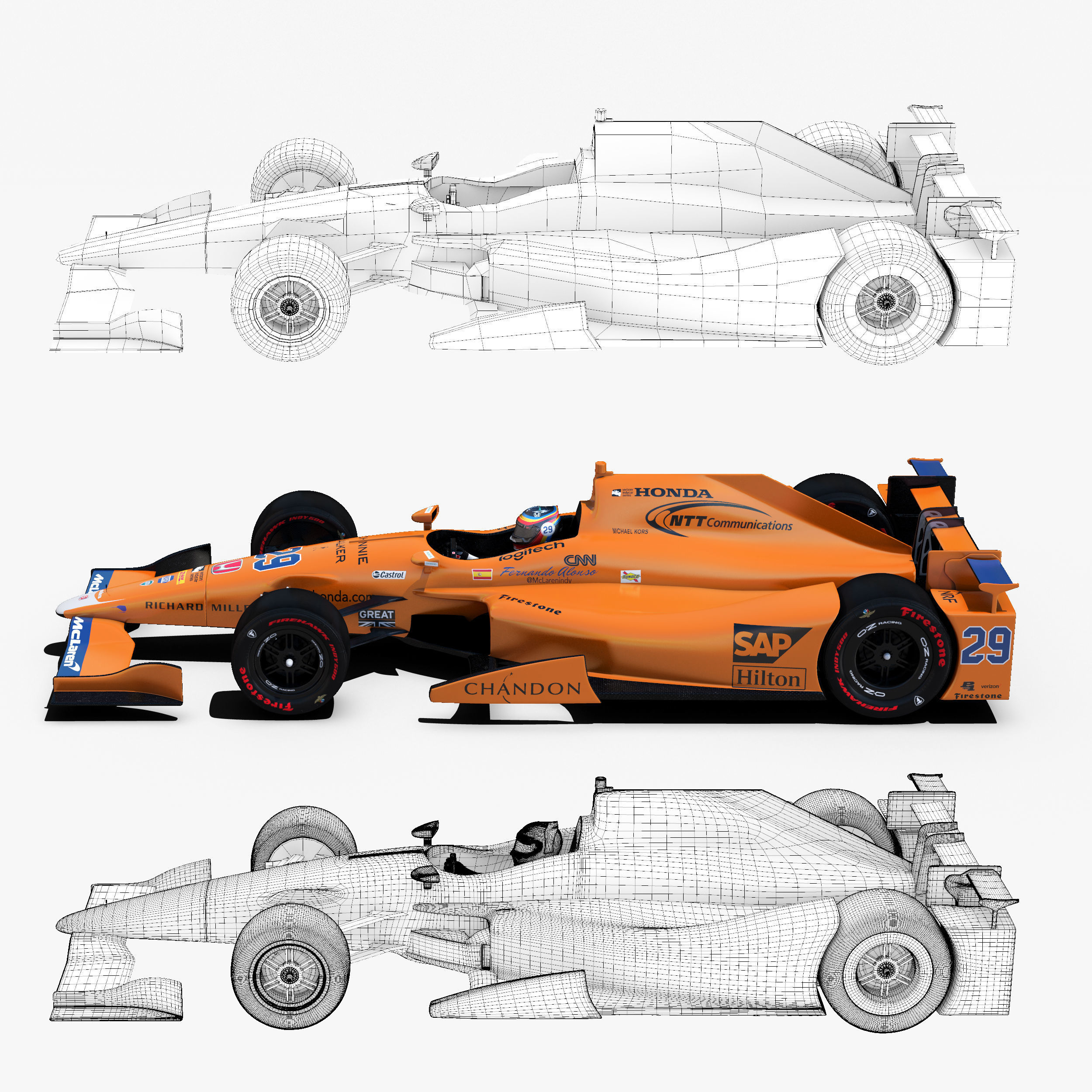 Andretti indy car 2017 Low-poly 3D model_4