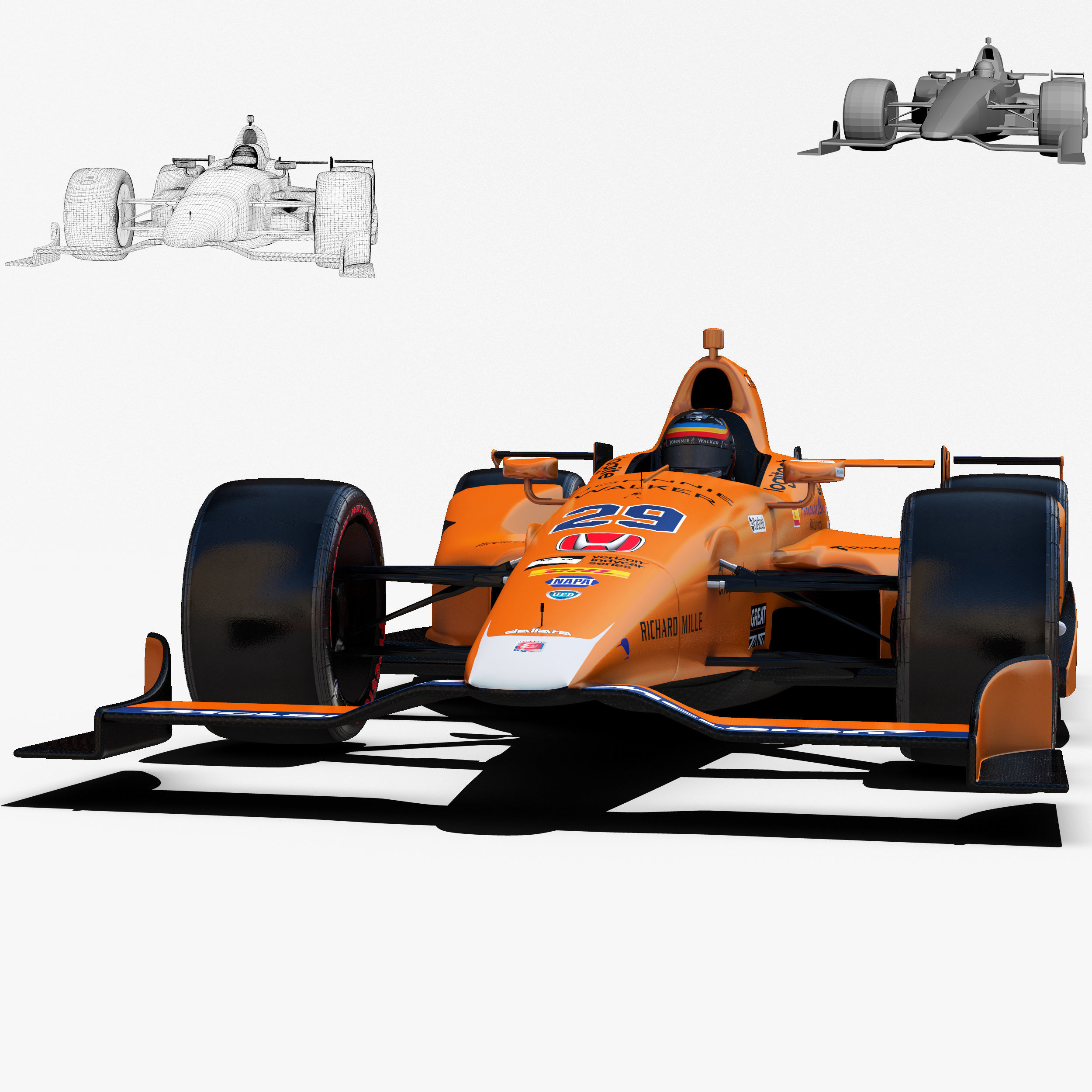 Andretti indy car 2017 Low-poly 3D model_6
