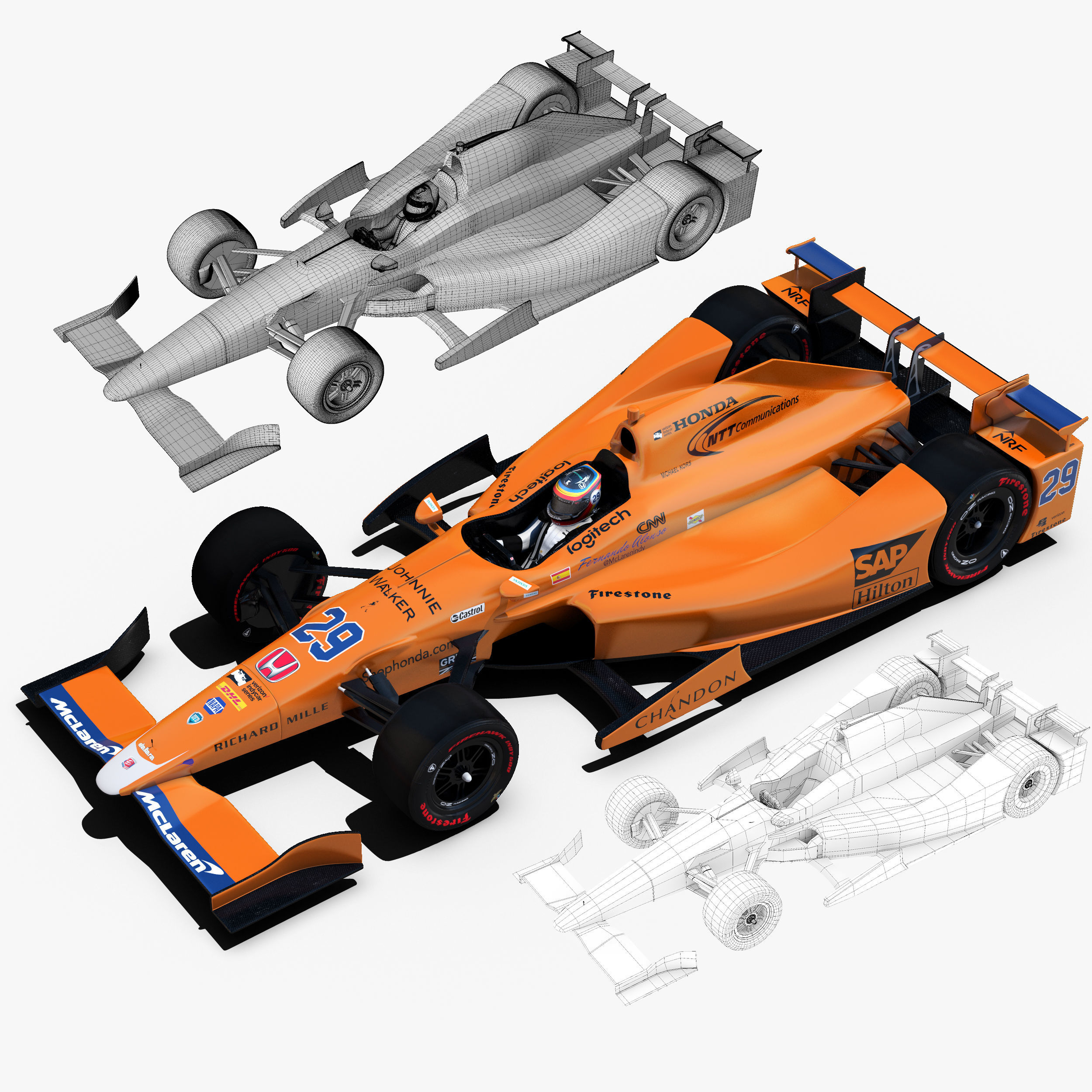 Andretti indy car 2017 Low-poly 3D model_2