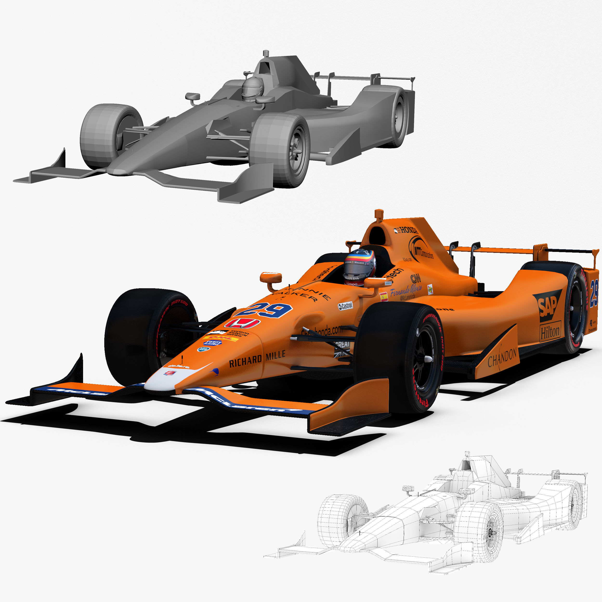 Andretti indy car 2017 Low-poly 3D model_1