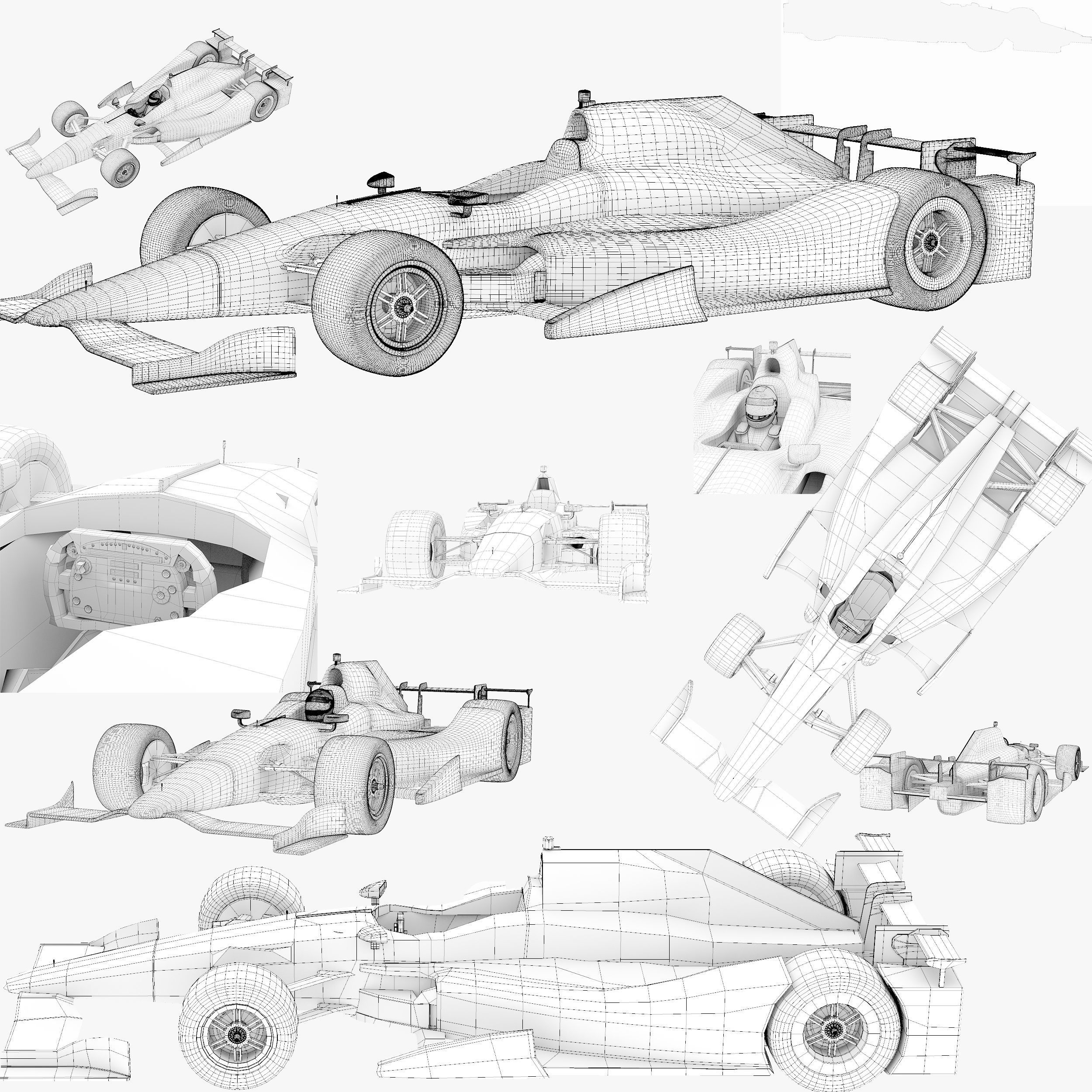 Andretti indy car 2017 Low-poly 3D model_13