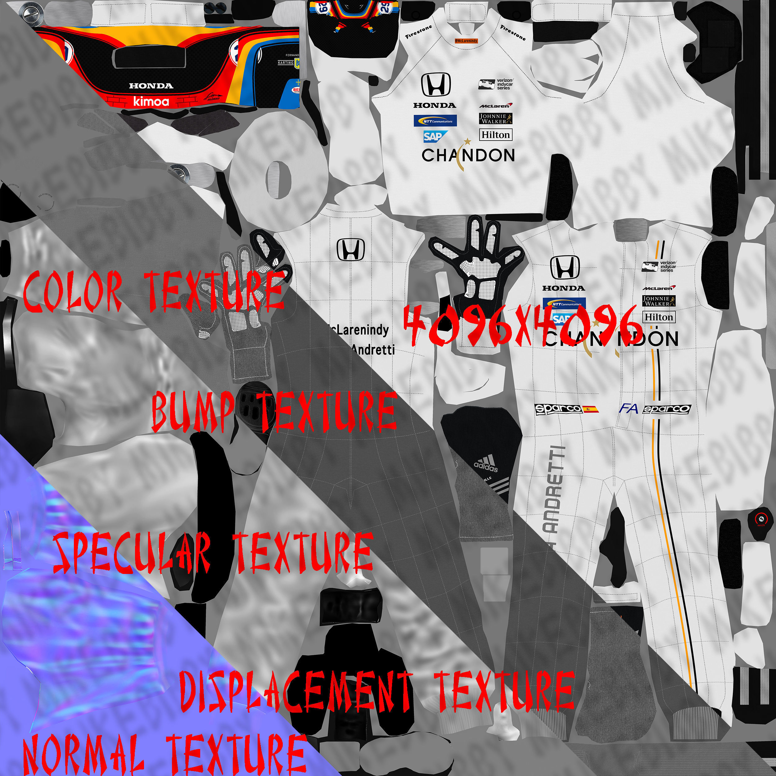 Andretti indy car 2017 Low-poly 3D model_10