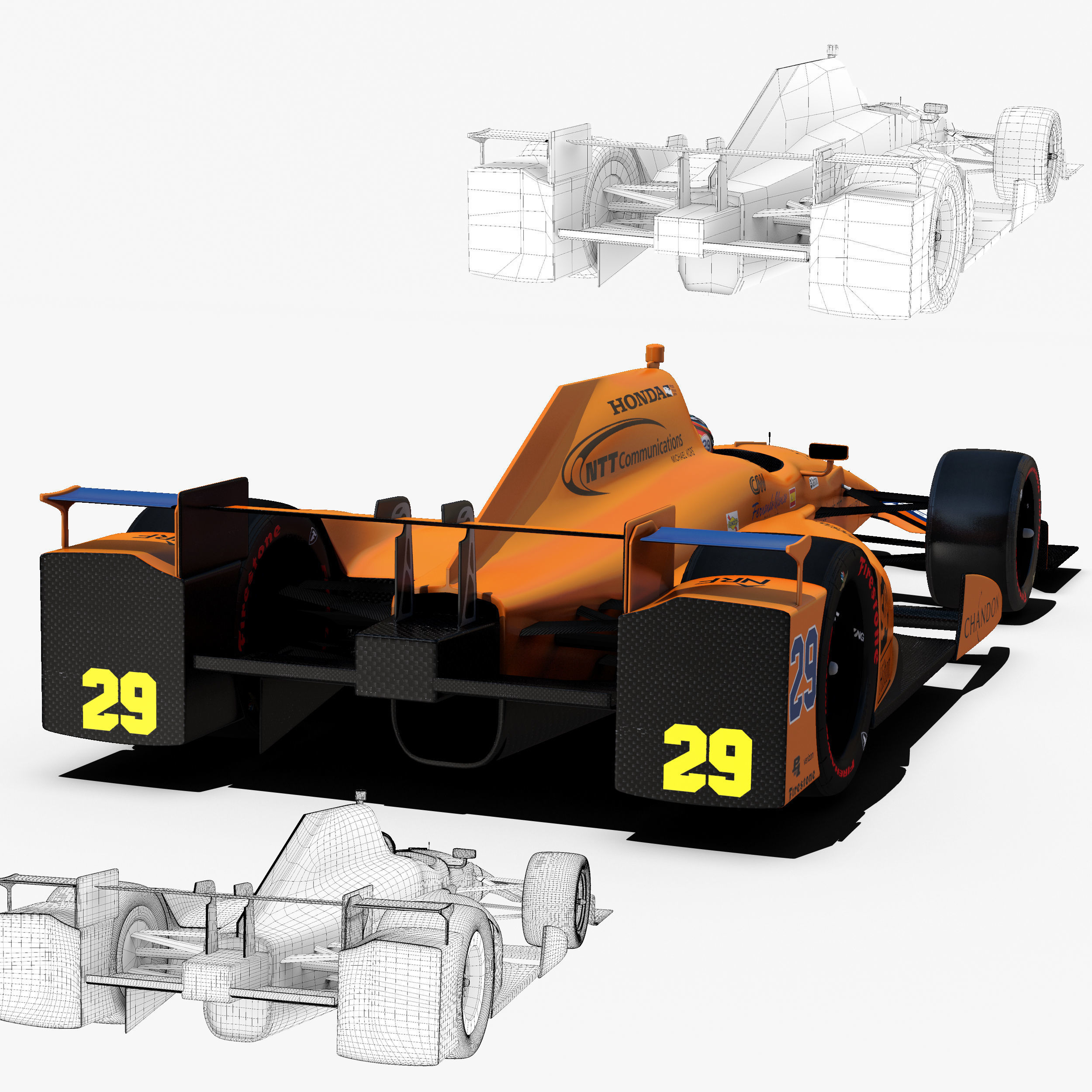 Andretti indy car 2017 Low-poly 3D model_5
