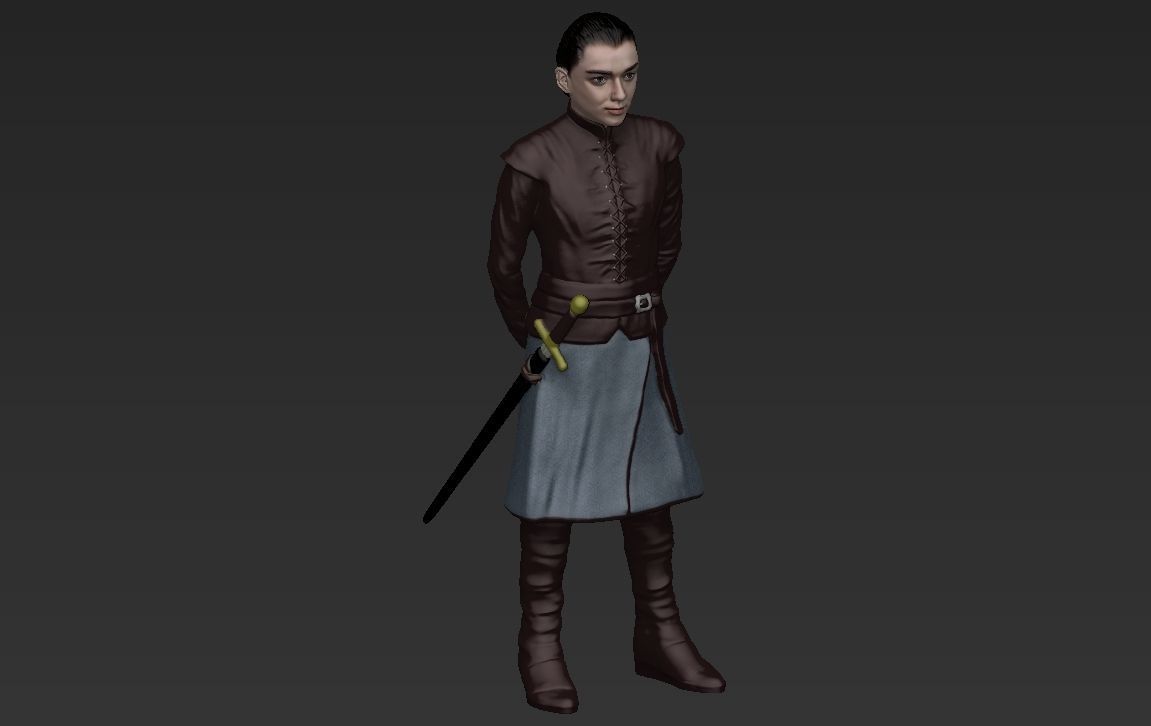 Arya Stark Game of Thrones ready for full color 3D printing 3D print model_8