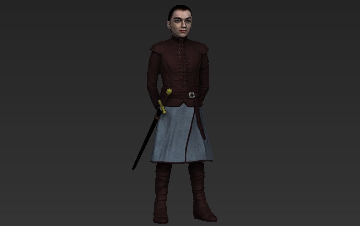 Arya Stark Game of Thrones ready for full color 3D printing 3D print model_10