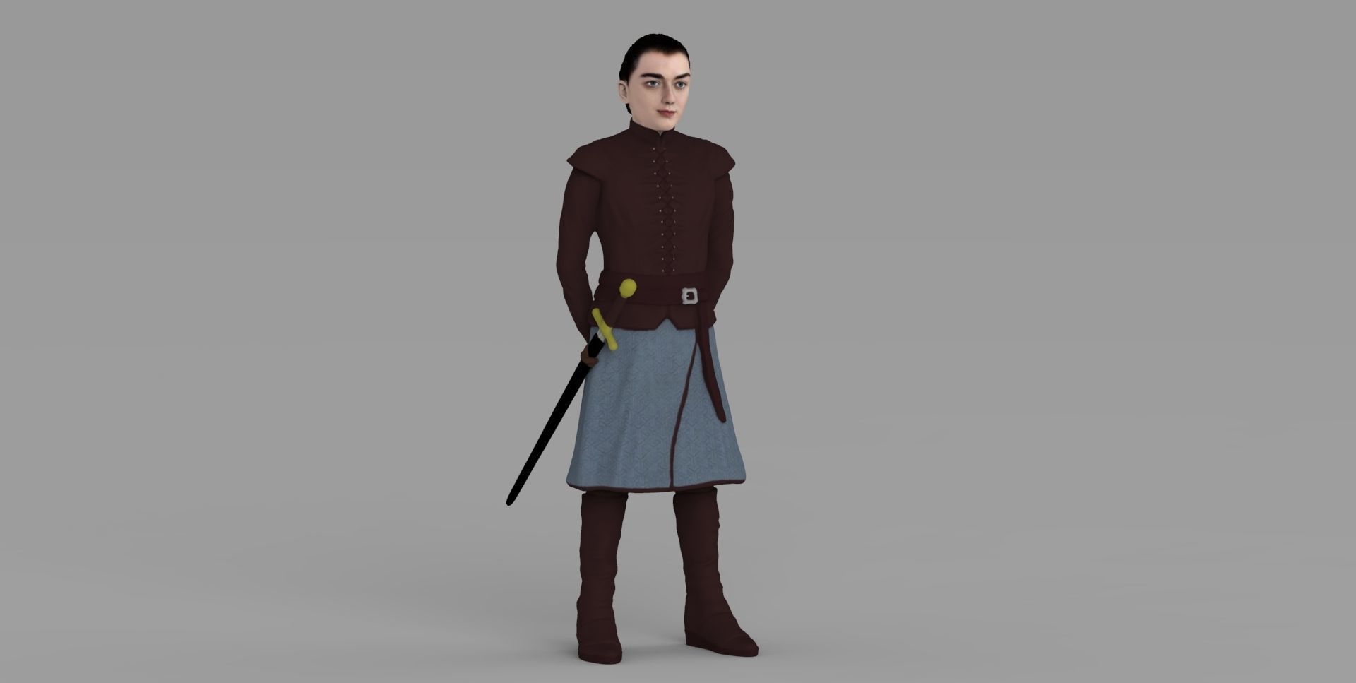 Arya Stark Game of Thrones ready for full color 3D printing 3D print model_9