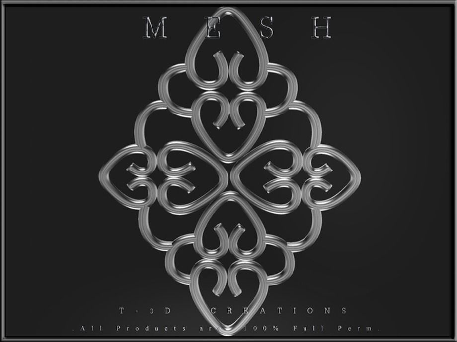 Ornament set of gold and silver ornaments Low-poly 3D model_2