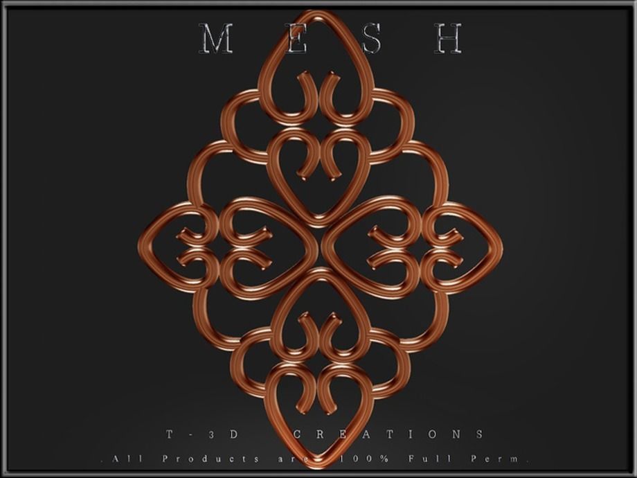 Ornament set of gold and silver ornaments Low-poly 3D model_3