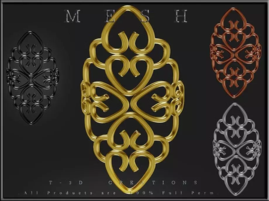 Ornament Curved Low-poly 3D model_0