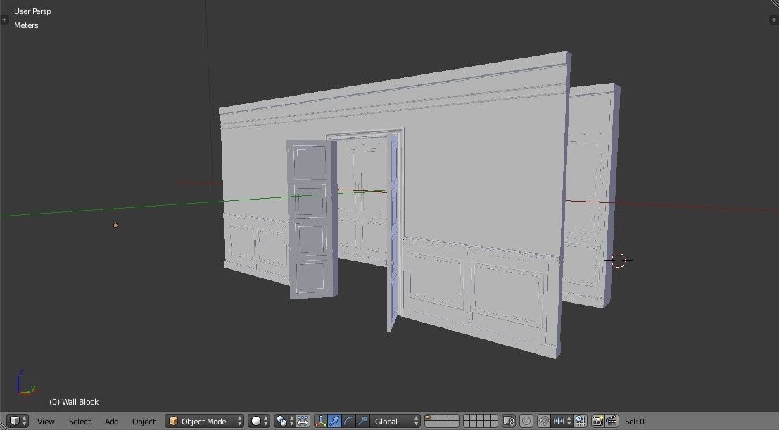 Interior Classic Room - Retro Scene - Vintage Boiserie Low-poly 3D model_31