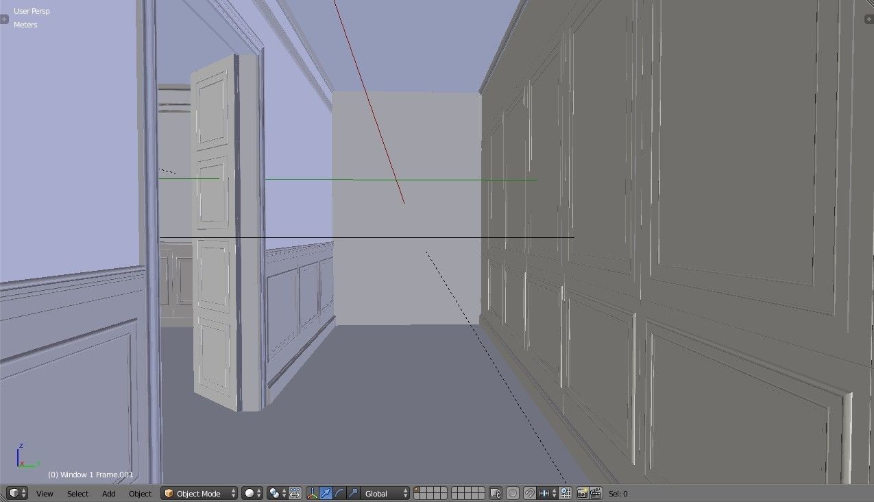 Interior Classic Room - Retro Scene - Vintage Boiserie Low-poly 3D model_19