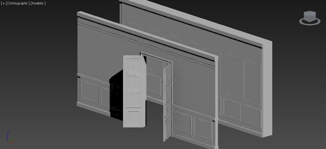 Interior Classic Room - Retro Scene - Vintage Boiserie Low-poly 3D model_23