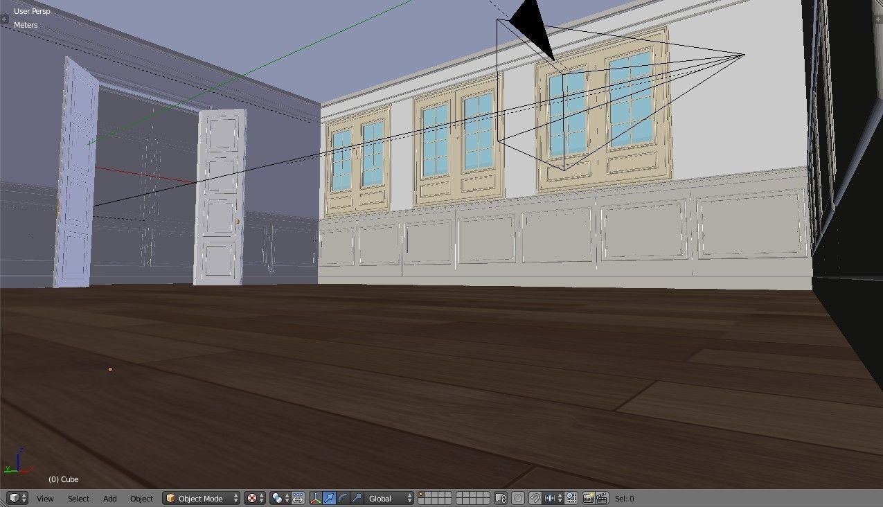 Interior Classic Room - Retro Scene - Vintage Boiserie Low-poly 3D model_7