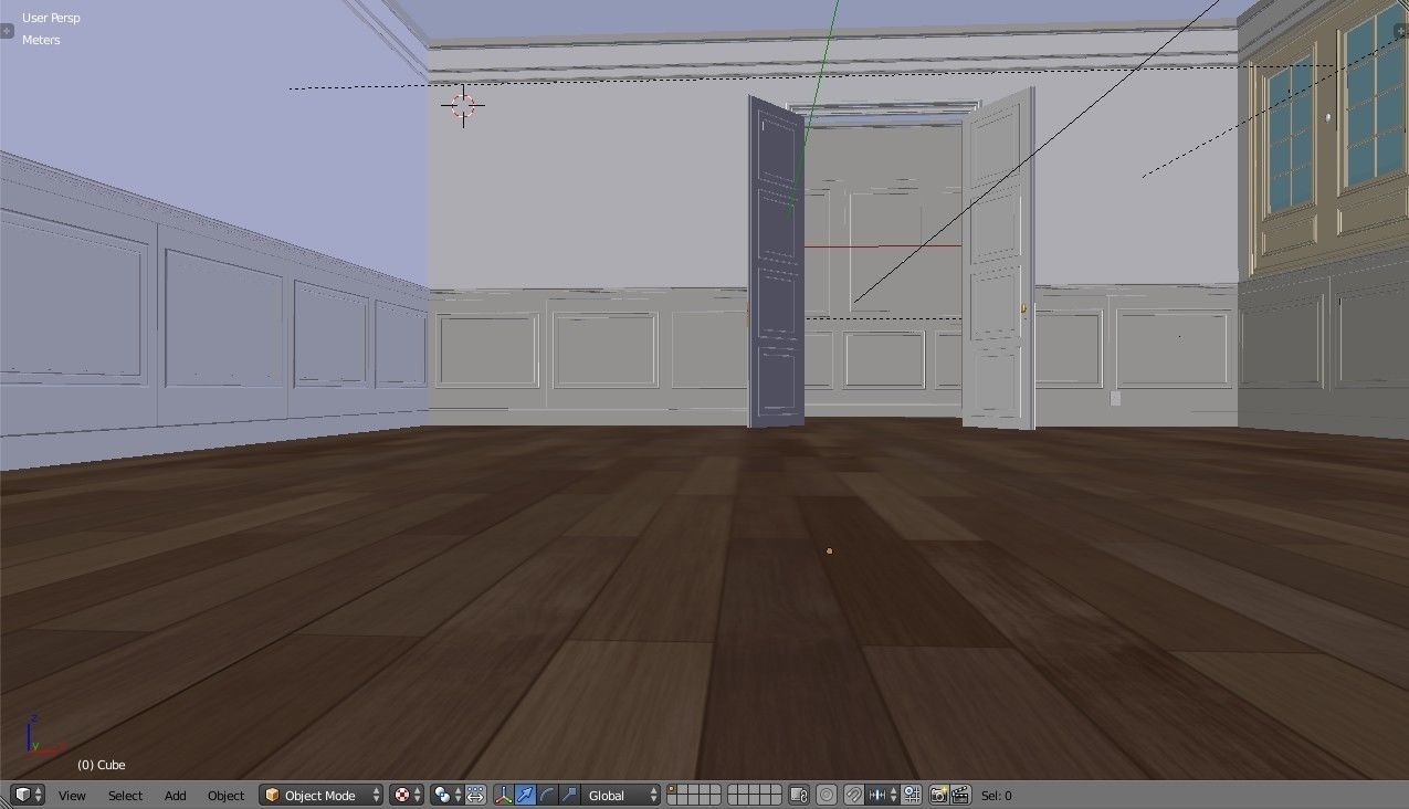 Interior Classic Room - Retro Scene - Vintage Boiserie Low-poly 3D model_6