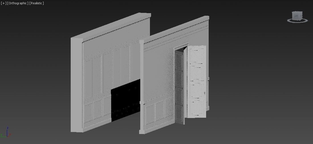 Interior Classic Room - Retro Scene - Vintage Boiserie Low-poly 3D model_21