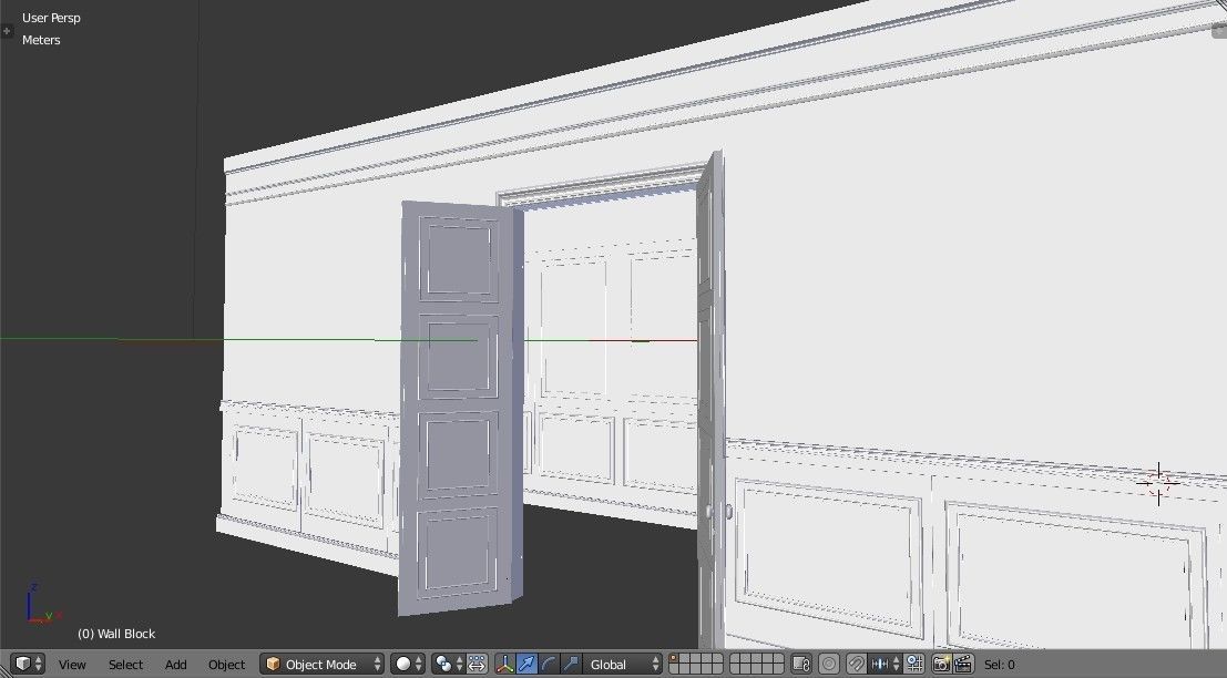 Interior Classic Room - Retro Scene - Vintage Boiserie Low-poly 3D model_32