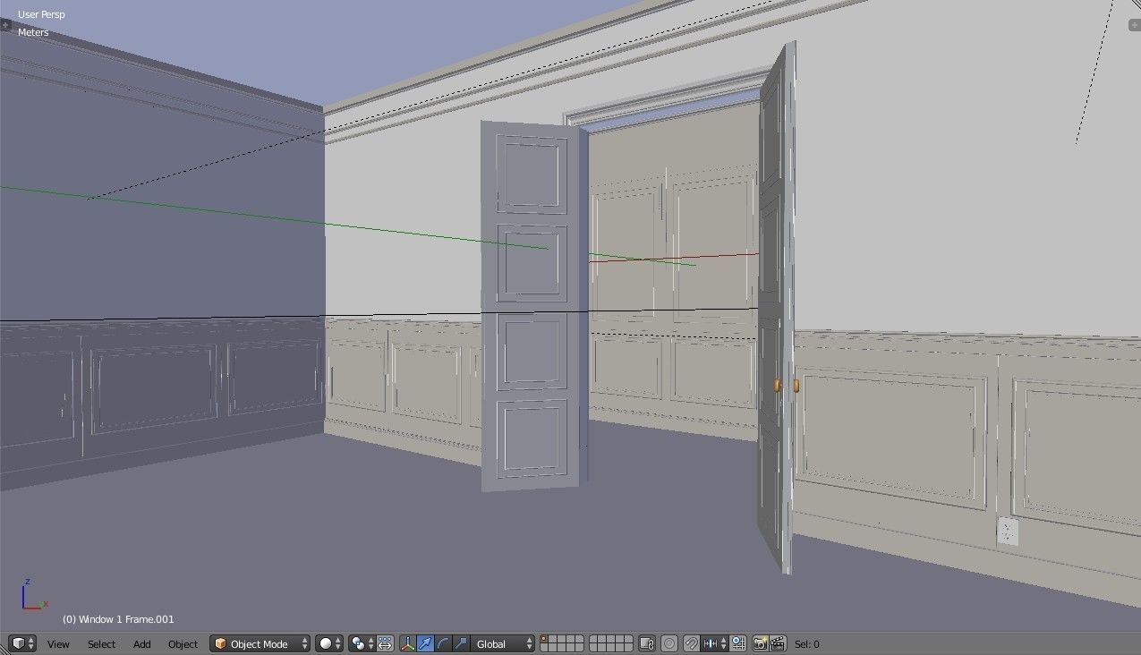 Interior Classic Room - Retro Scene - Vintage Boiserie Low-poly 3D model_13