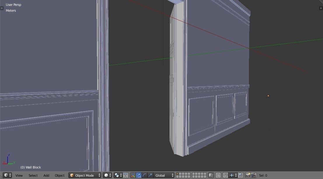 Interior Classic Room - Retro Scene - Vintage Boiserie Low-poly 3D model_29