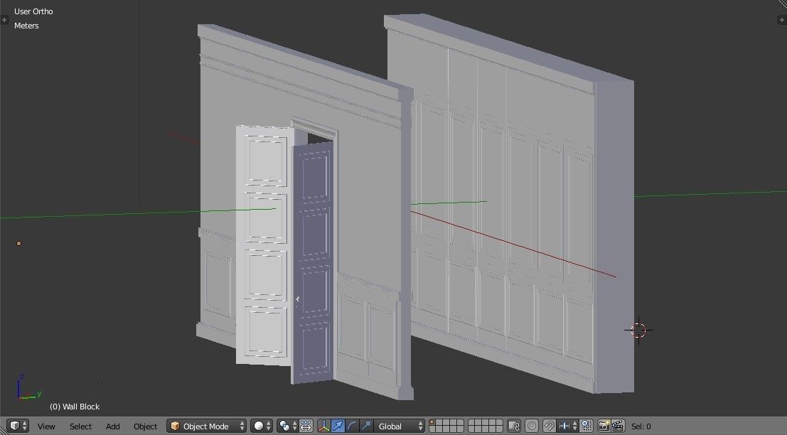Interior Classic Room - Retro Scene - Vintage Boiserie Low-poly 3D model_33