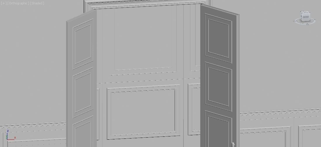 Interior Classic Room - Retro Scene - Vintage Boiserie Low-poly 3D model_26
