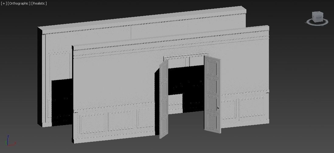 Interior Classic Room - Retro Scene - Vintage Boiserie Low-poly 3D model_22