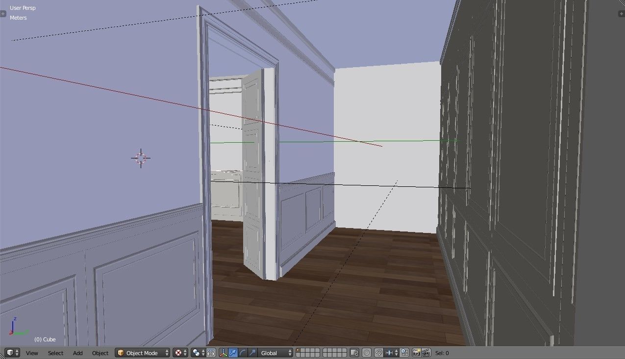 Interior Classic Room - Retro Scene - Vintage Boiserie Low-poly 3D model_10