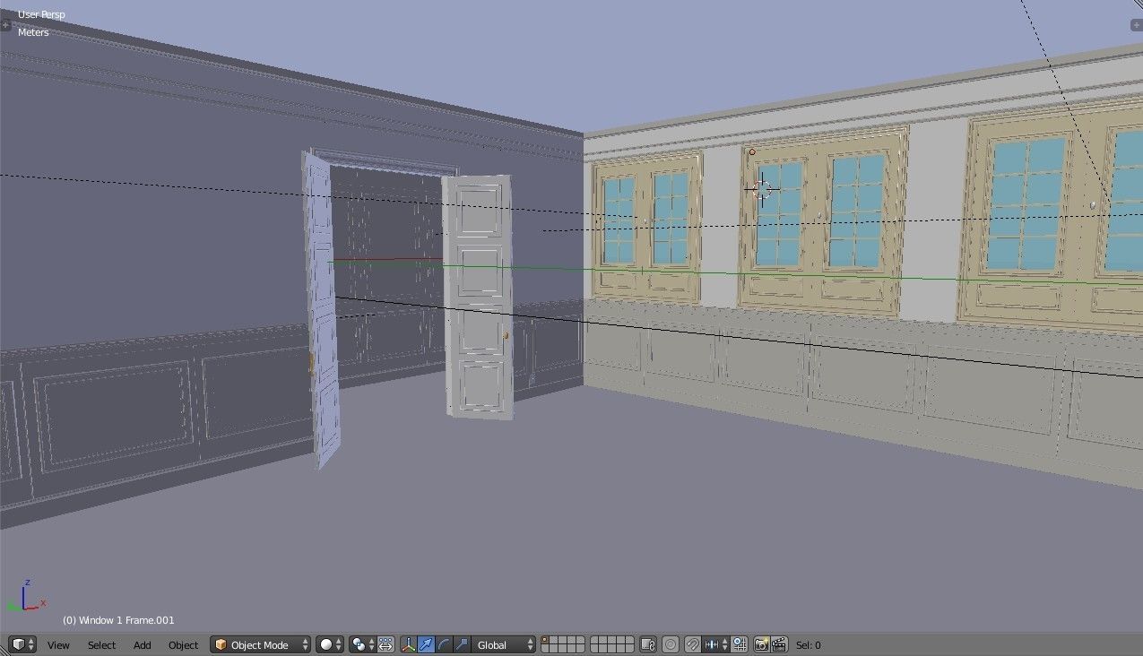 Interior Classic Room - Retro Scene - Vintage Boiserie Low-poly 3D model_14