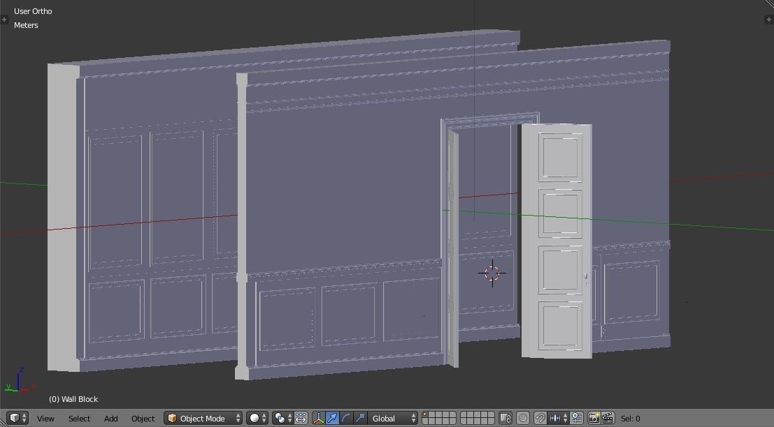 Interior Classic Room - Retro Scene - Vintage Boiserie Low-poly 3D model_35
