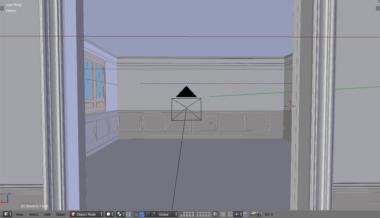 Interior Classic Room - Retro Scene - Vintage Boiserie Low-poly 3D model_12