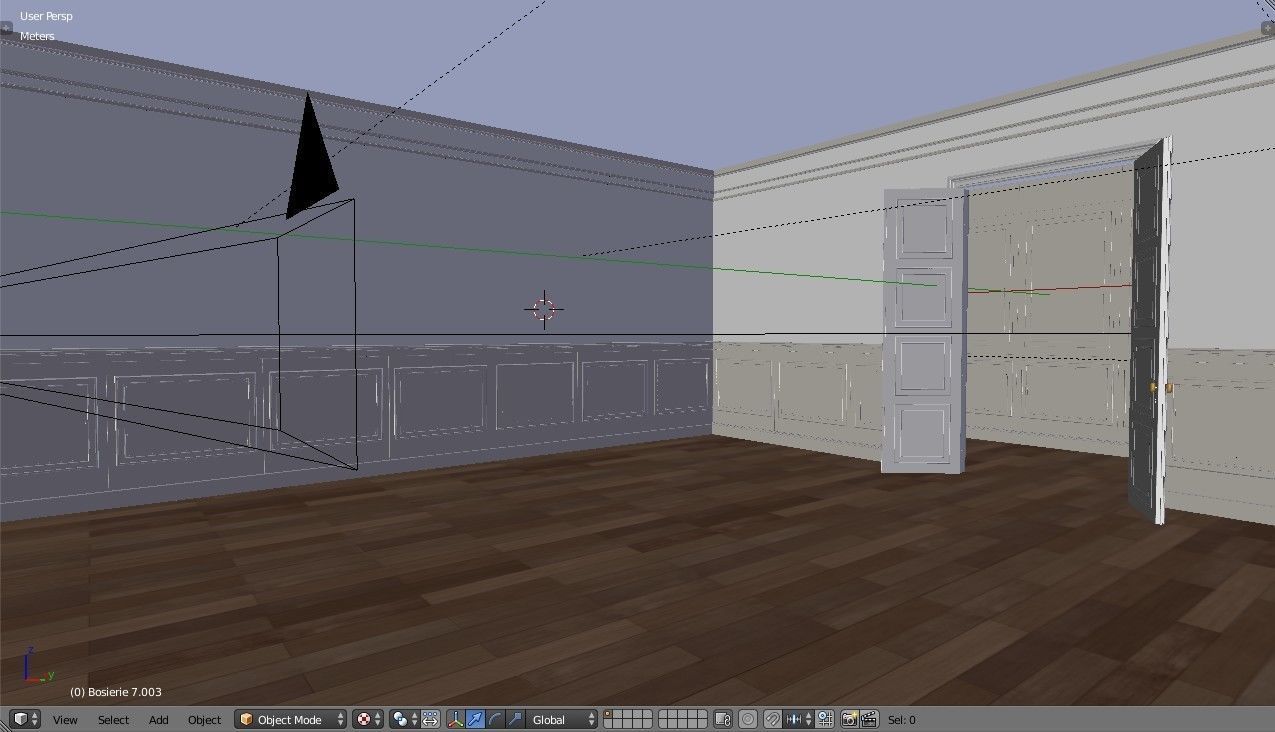 Interior Classic Room - Retro Scene - Vintage Boiserie Low-poly 3D model_3