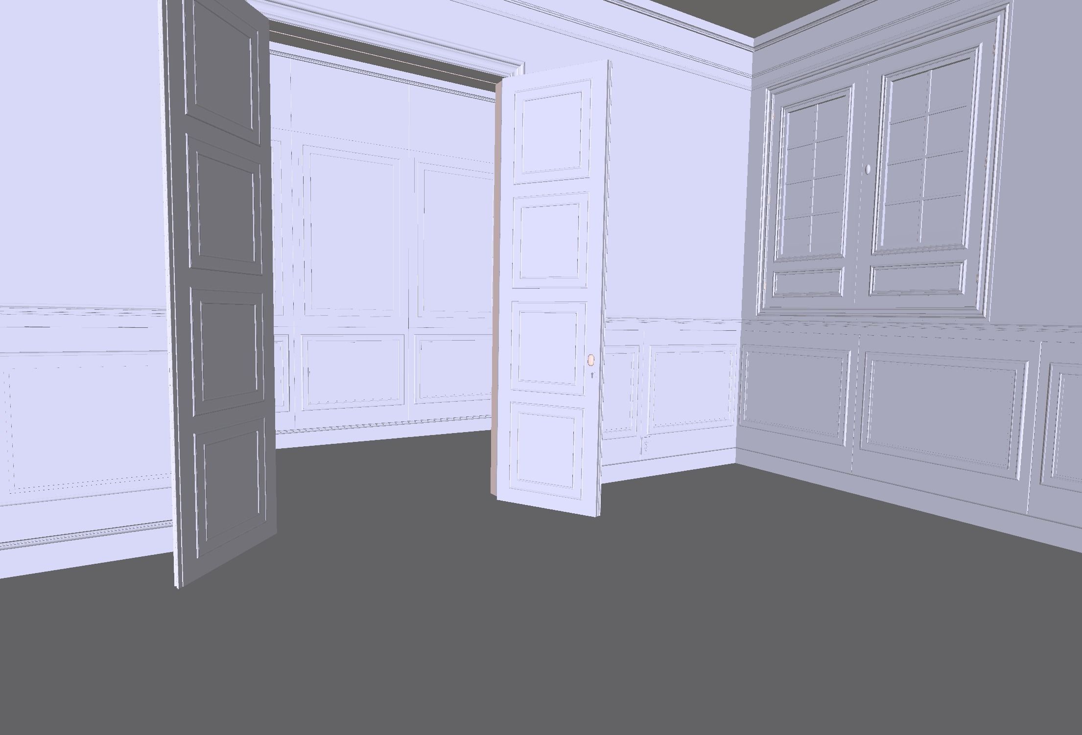 Interior Classic Room - Retro Scene - Vintage Boiserie Low-poly 3D model_39