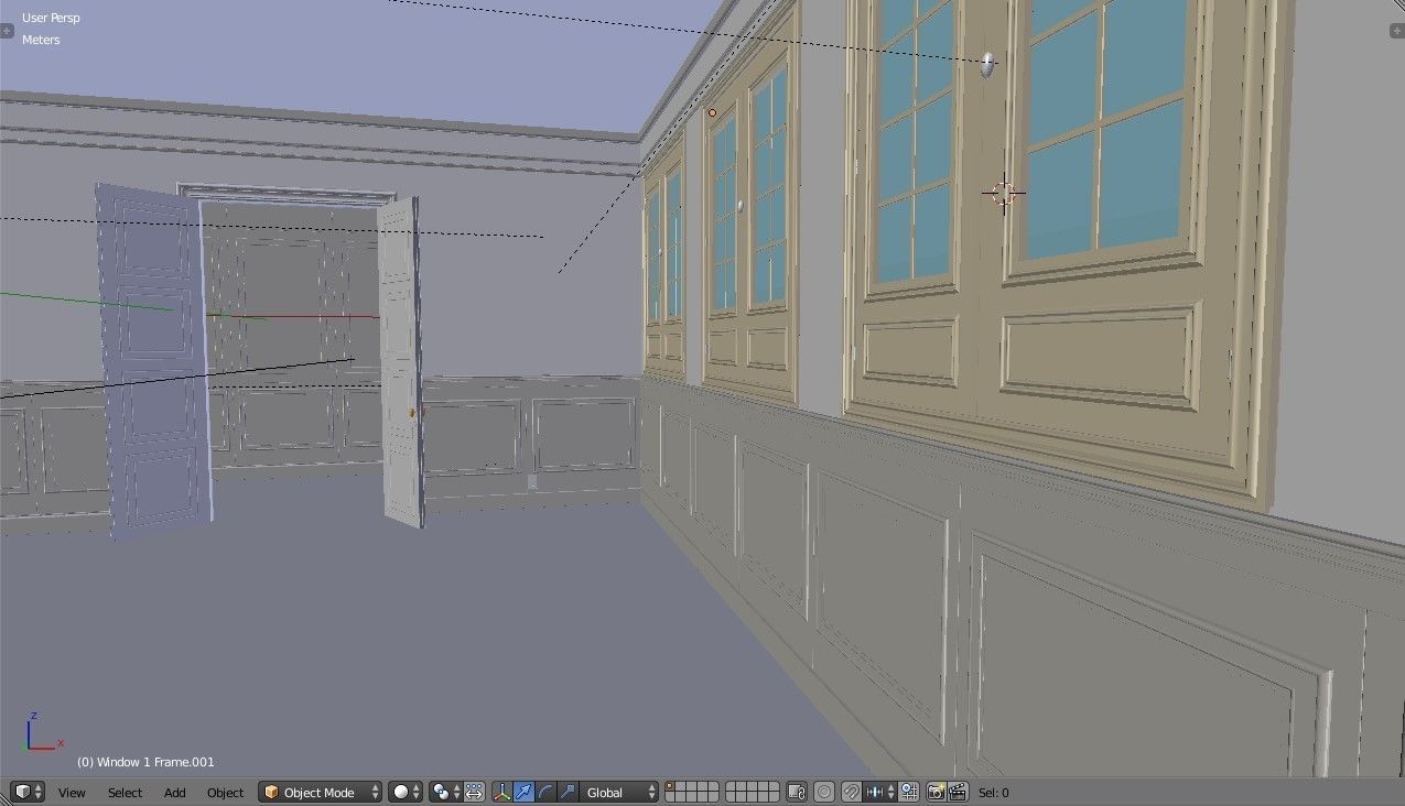 Interior Classic Room - Retro Scene - Vintage Boiserie Low-poly 3D model_15
