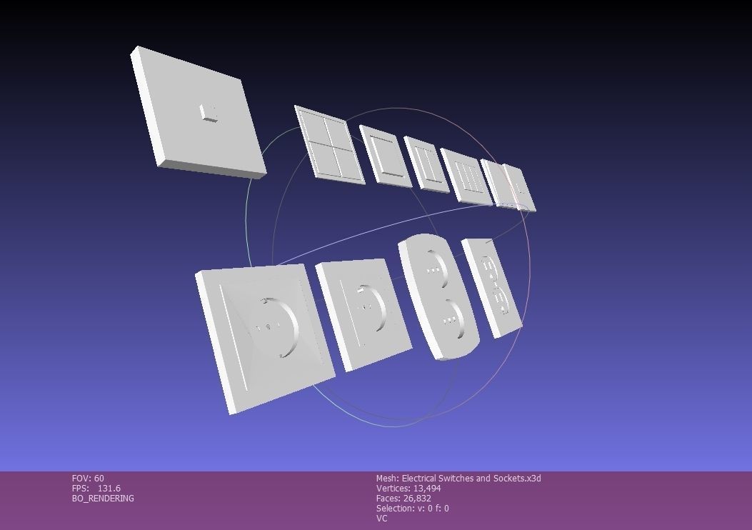 Modern Electrical switches and sockets collection - 11 Items Low-poly 3D model_19