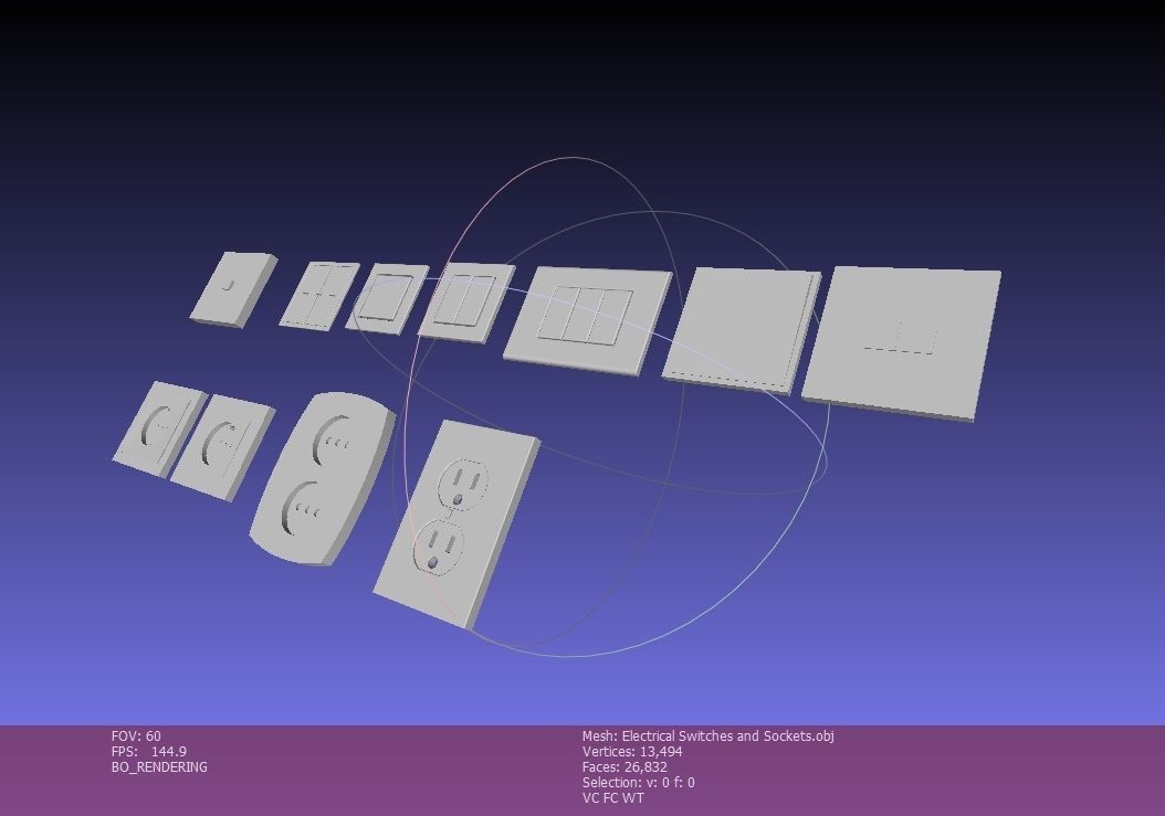 Modern Electrical switches and sockets collection - 11 Items Low-poly 3D model_17