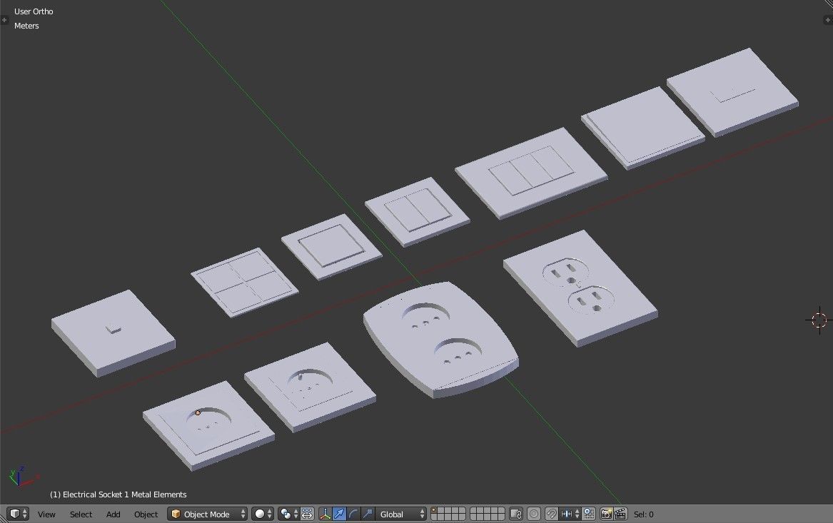Modern Electrical switches and sockets collection - 11 Items Low-poly 3D model_18